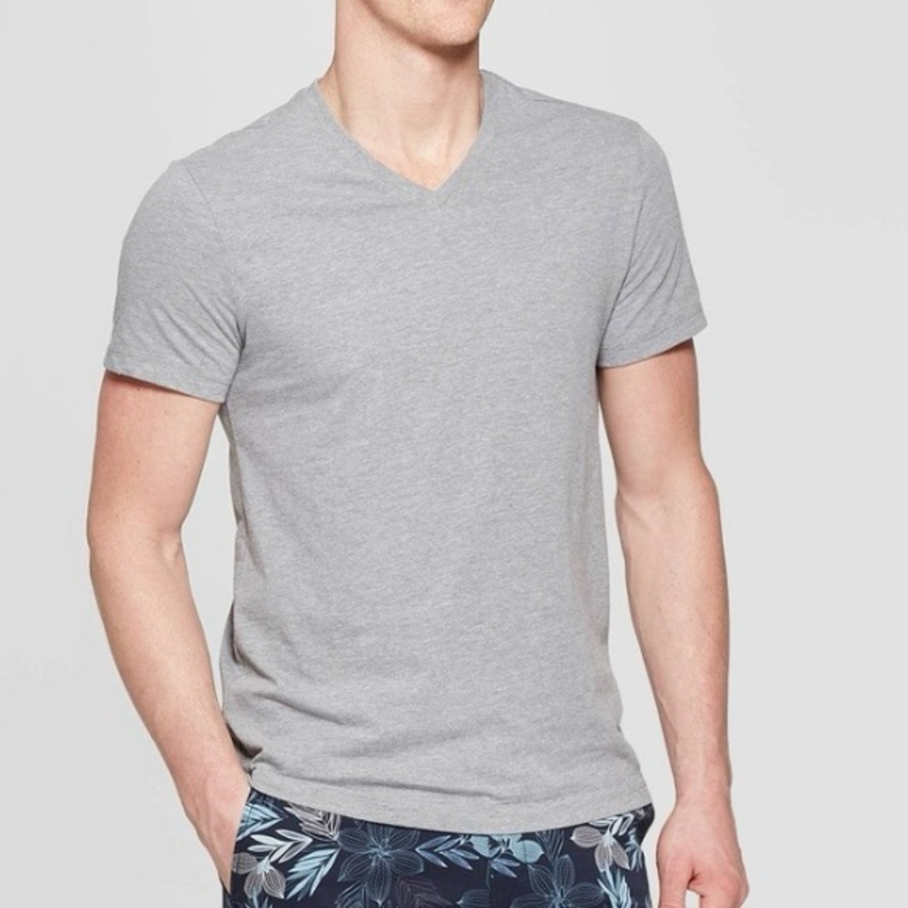 Men's Short Sleeve V Neck T-Shirt - Goodfellow & Co Gray M: Cotton Blend J226947